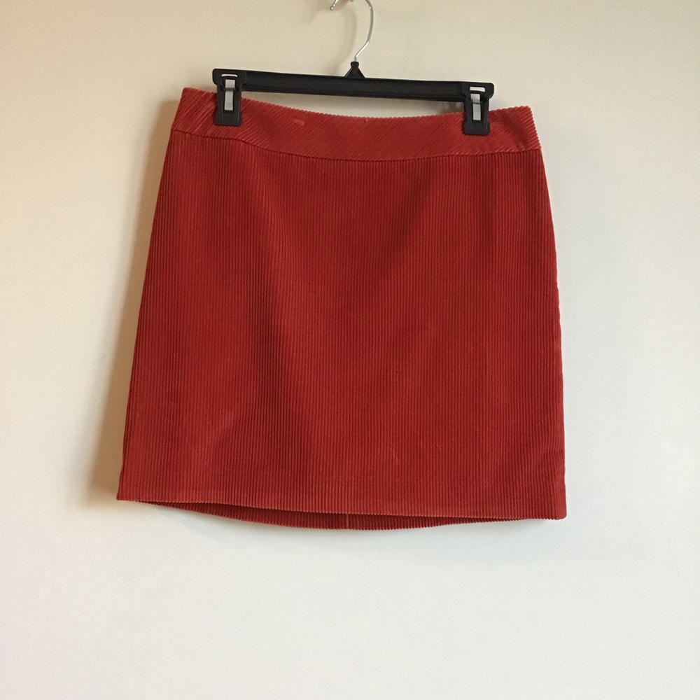 L. L. Bean red orange corduroy mini skirt - Picture 2 of 6